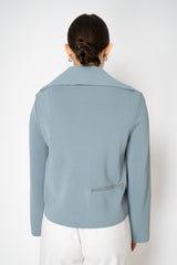 Annette Gortz Collared Cropped Milano-Knit Jacket in Blue Vancouver. Shop Online or in Store.
