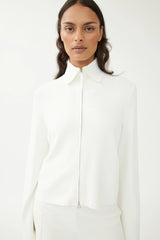 Annette Gortz Collared Cropped Milano-Knit Jacket in White Vancouver. Shop Online or in Store.