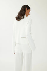 Annette Gortz Collared Cropped Milano-Knit Jacket in White Vancouver. Shop Online or in Store.