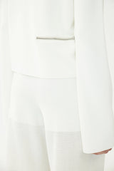 Annette Gortz Collared Cropped Milano-Knit Jacket in White Vancouver. Shop Online or in Store.