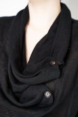 Annette Gortz Cowl Neck Knitted Linen Top in Black Vancouver. Shop Online or in Store.