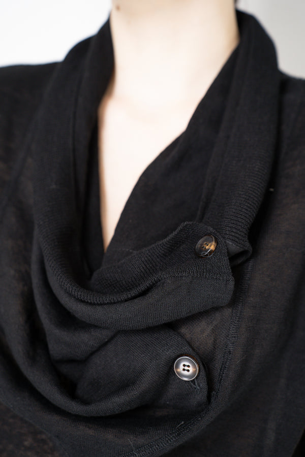 Annette Gortz Cowl Neck Knitted Linen Top in Black Vancouver. Shop Online or in Store.