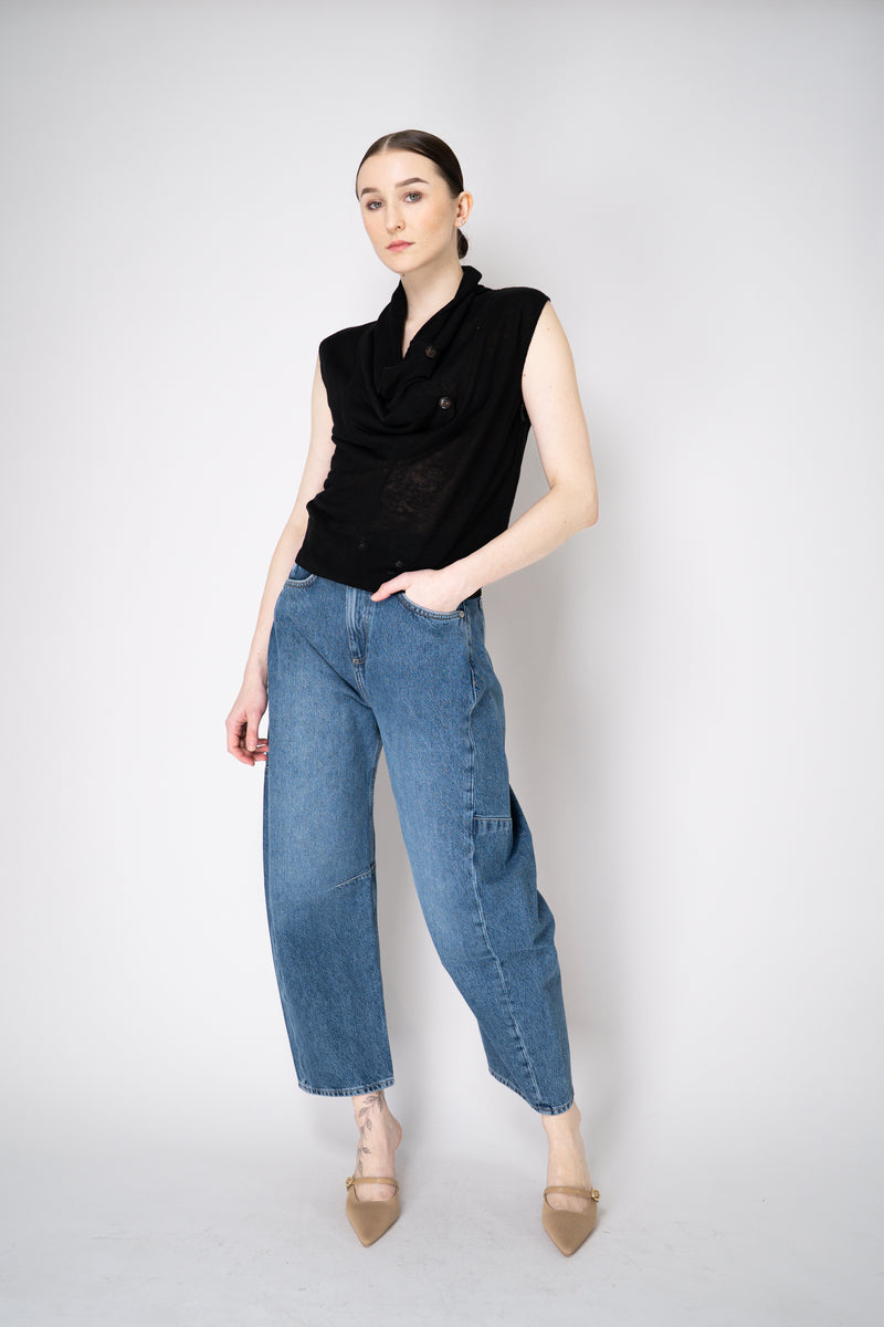 Annette Gortz Cowl Neck Knitted Linen Top in Black Vancouver. Shop Online or in Store.