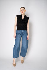 Annette Gortz Cowl Neck Knitted Linen Top in Black Vancouver. Shop Online or in Store.