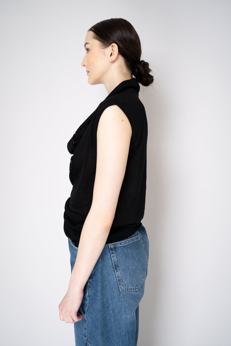 Annette Gortz Cowl Neck Knitted Linen Top in Black Vancouver. Shop Online or in Store.