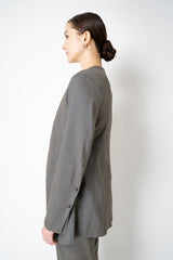 Annette Gortz Crisp Linen Blend Long Tailored Jacket in Anthracite Grey Vancouver. Shop Online or in Store.