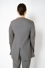Annette Gortz Crisp Linen Blend Long Tailored Jacket in Anthracite Grey Vancouver. Shop Online or in Store.