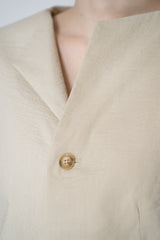 Annette Gortz Crisp Linen Blend Long Tailored Jacket in Off-White Vancouver. Shop Online or in Store.