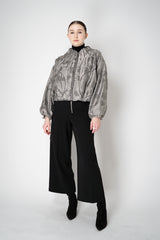 Annette Gortz Cropped Brocade Intarsia Floral Motif Jacket in Silver Vancouver. Shop Online or in Store.