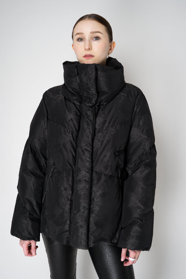 Annette Gortz Down Padded Floral Embossed High Neck Jacket in Black Vancouver. Shop Online or in Store.