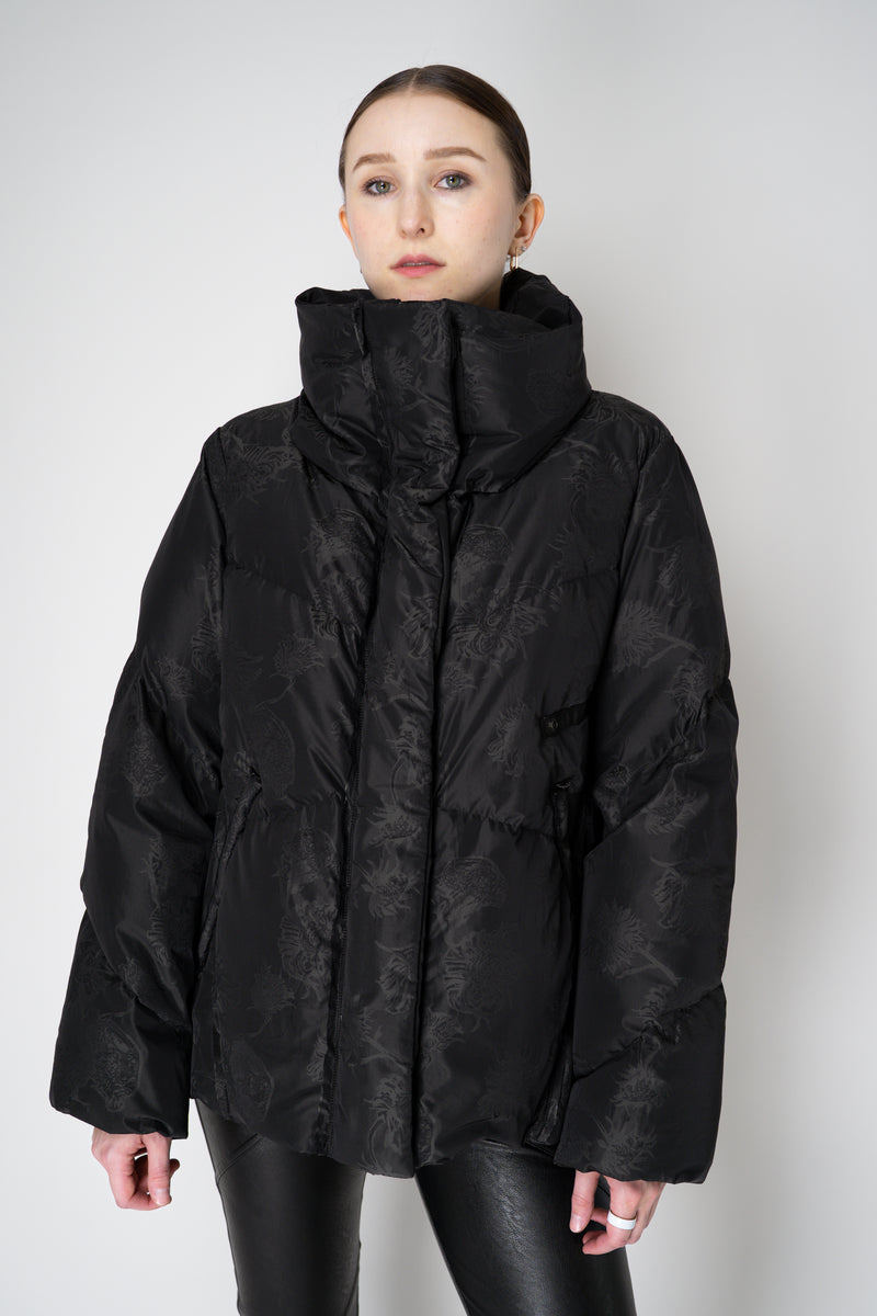 Annette Gortz Down Padded Floral Embossed High Neck Jacket in Black Vancouver. Shop Online or in Store.