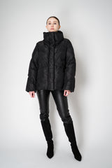 Annette Gortz Down Padded Floral Embossed High Neck Jacket in Black Vancouver. Shop Online or in Store.