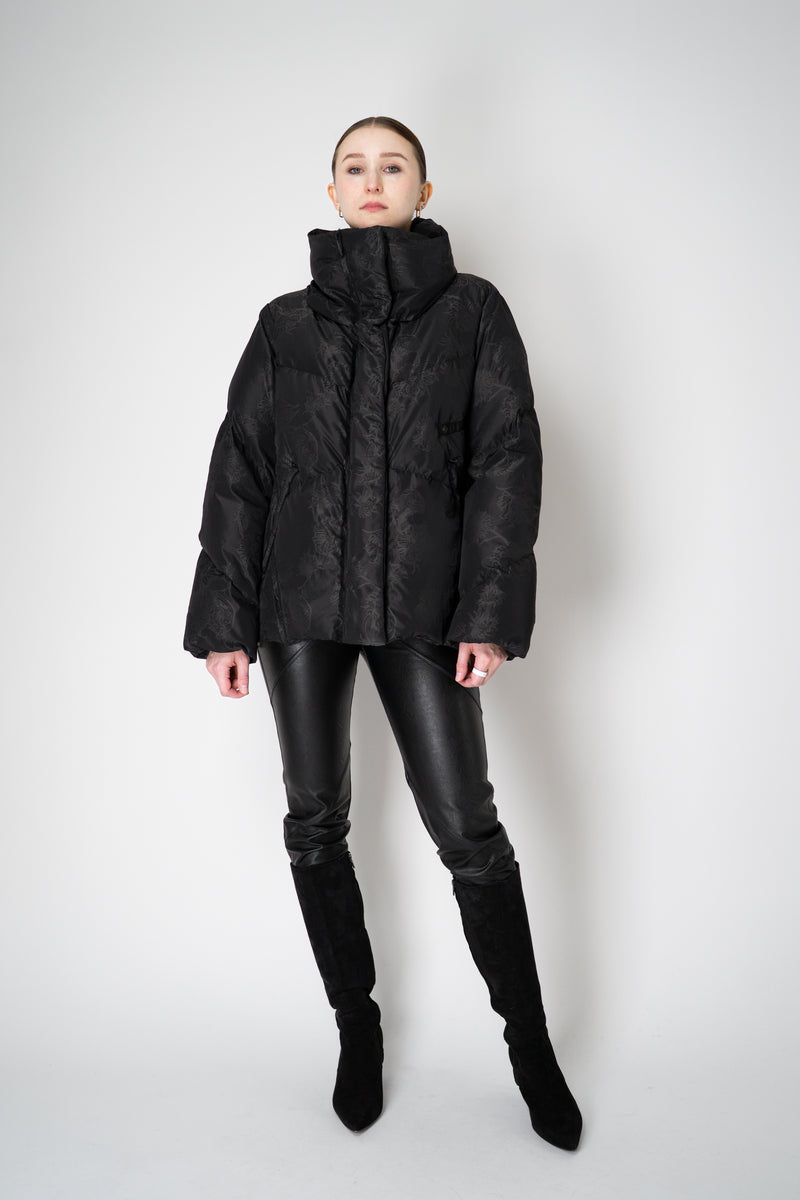 Annette Gortz Down Padded Floral Embossed High Neck Jacket in Black Vancouver. Shop Online or in Store.