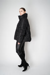 Annette Gortz Down Padded Floral Embossed High Neck Jacket in Black Vancouver. Shop Online or in Store.