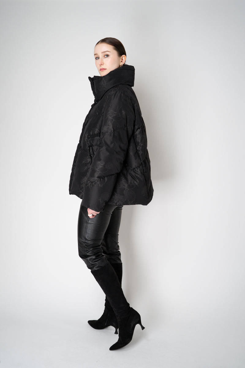Annette Gortz Down Padded Floral Embossed High Neck Jacket in Black Vancouver. Shop Online or in Store.