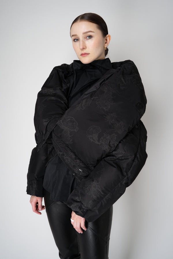 Annette Gortz Down Padded Floral Embossed High Neck Jacket in Black Vancouver. Shop Online or in Store.