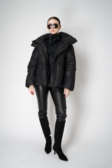 Annette Gortz Down Padded Floral Embossed High Neck Jacket in Black Vancouver. Shop Online or in Store.