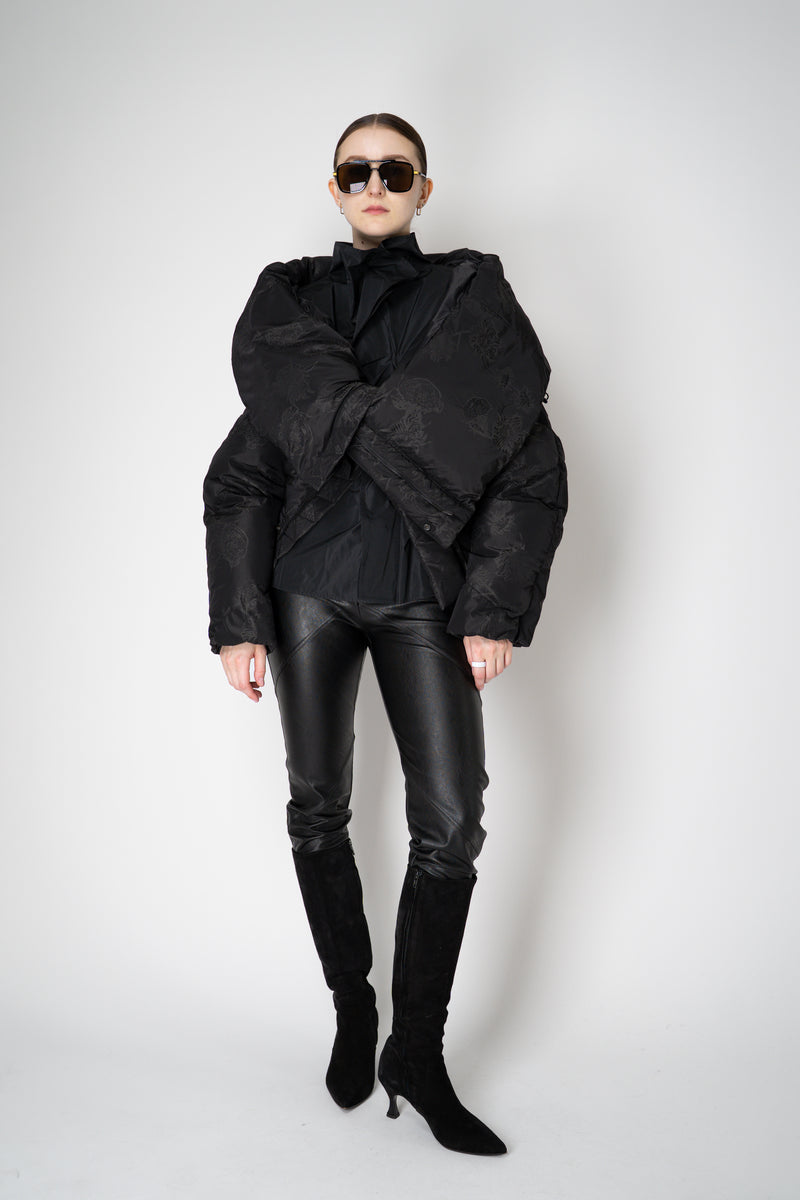 Annette Gortz Down Padded Floral Embossed High Neck Jacket in Black Vancouver. Shop Online or in Store.