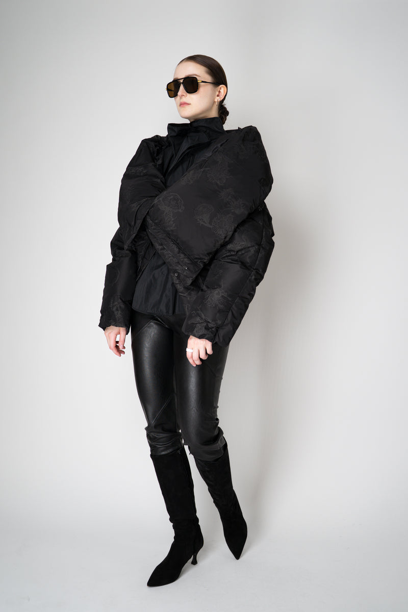 Annette Gortz Down Padded Floral Embossed High Neck Jacket in Black Vancouver. Shop Online or in Store.