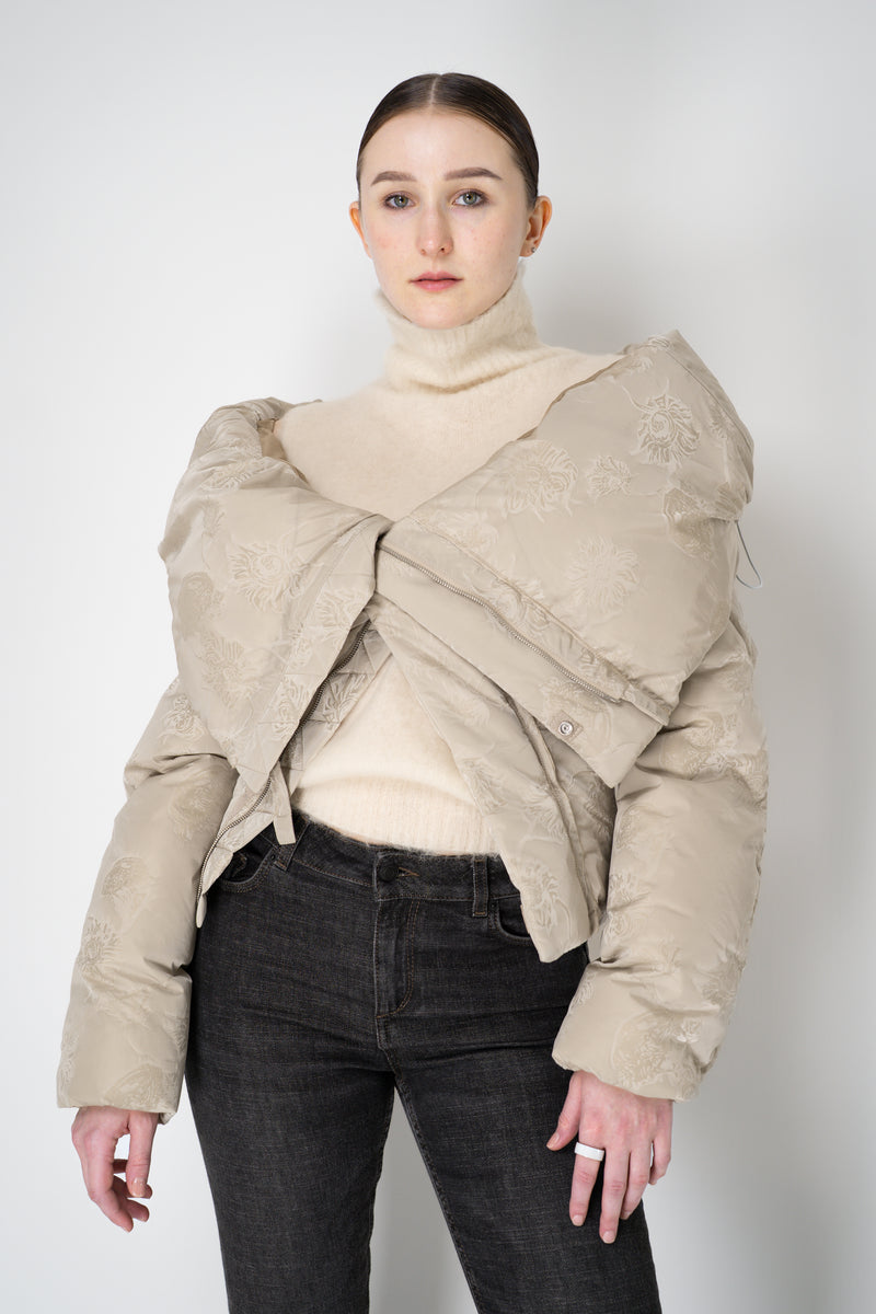 Annette Gortz Down Padded Floral Embossed High Neck Jacket in Cream Vancouver. Shop Online or in Store.