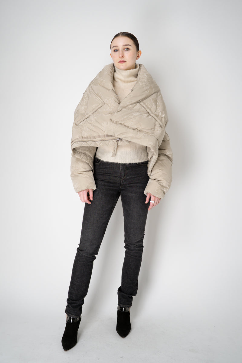Annette Gortz Down Padded Floral Embossed High Neck Jacket in Cream Vancouver. Shop Online or in Store.