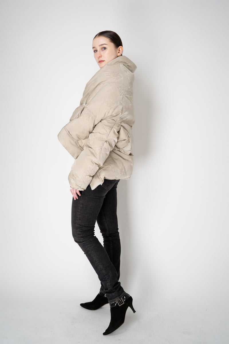 Annette Gortz Down Padded Floral Embossed High Neck Jacket in Cream Vancouver. Shop Online or in Store.