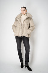 Annette Gortz Down Padded Floral Embossed High Neck Jacket in Cream Vancouver. Shop Online or in Store.