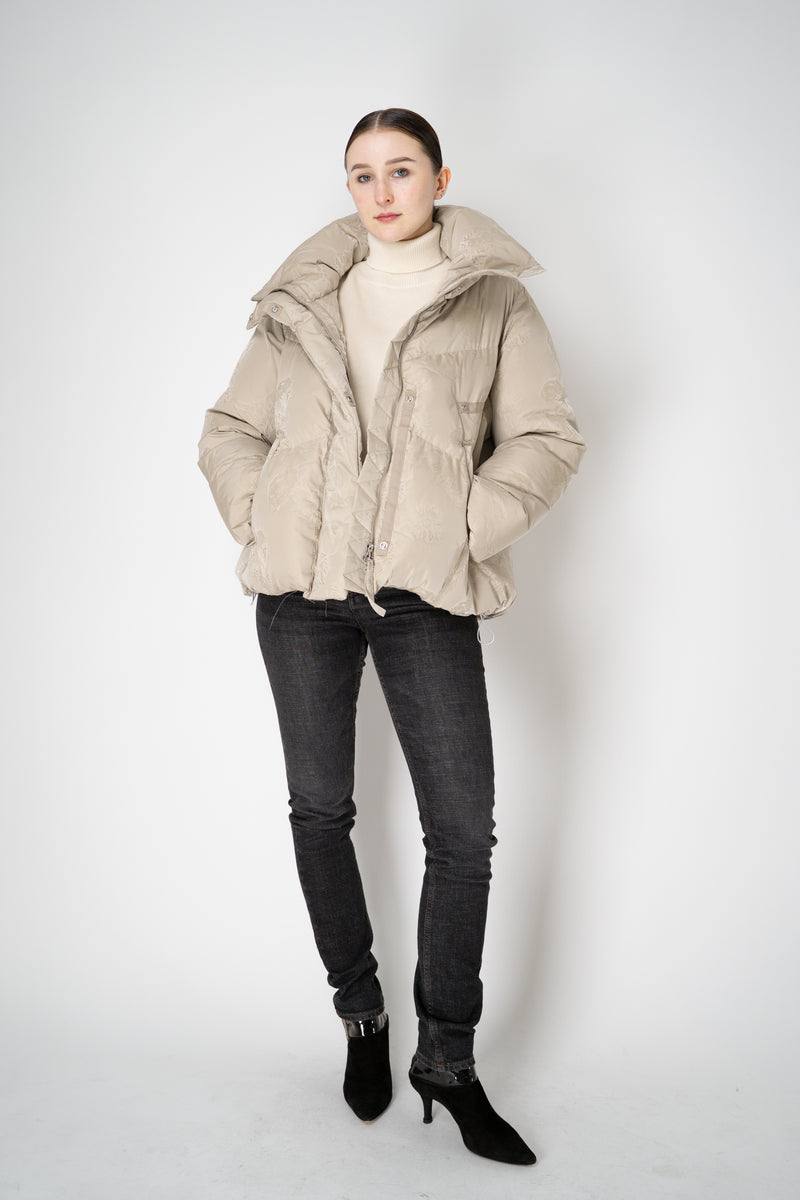 Annette Gortz Down Padded Floral Embossed High Neck Jacket in Cream Vancouver. Shop Online or in Store.
