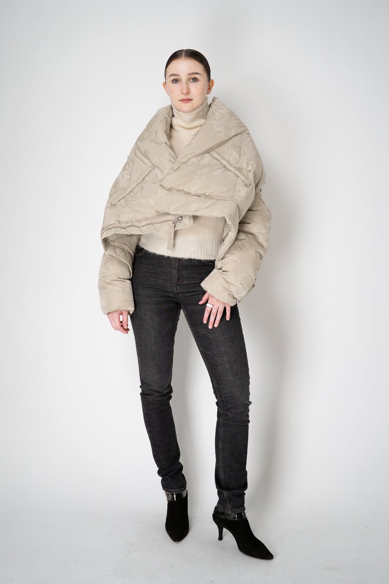 Annette Gortz Down Padded Floral Embossed High Neck Jacket in Cream Vancouver. Shop Online or in Store.
