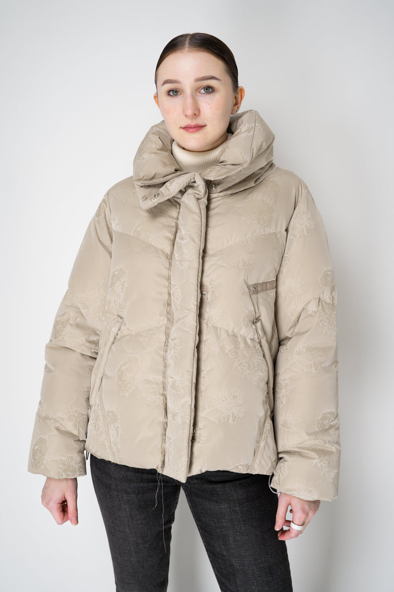 Annette Gortz Down Padded Floral Embossed High Neck Jacket in Cream Vancouver. Shop Online or in Store.