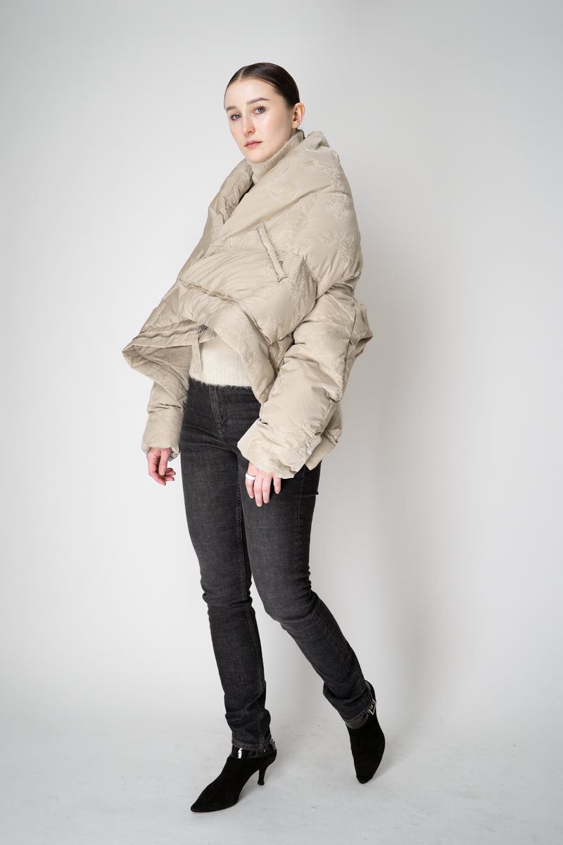 Annette Gortz Down Padded Floral Embossed High Neck Jacket in Cream Vancouver. Shop Online or in Store.
