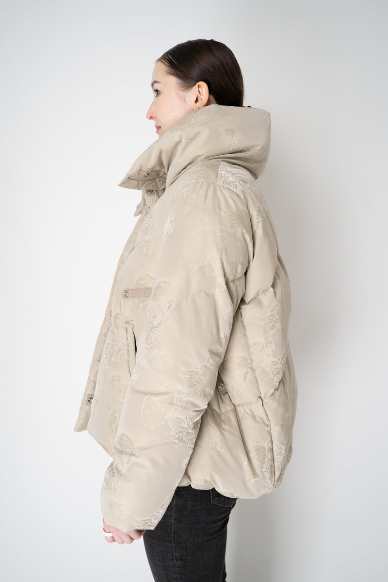 Annette Gortz Down Padded Floral Embossed High Neck Jacket in Cream Vancouver. Shop Online or in Store.