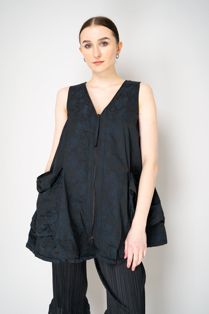 Annette Gortz Embossed Crepe Taffeta A-Line Vest with Cinchable Hem in Black Vancouver. Shop Online or in Store.