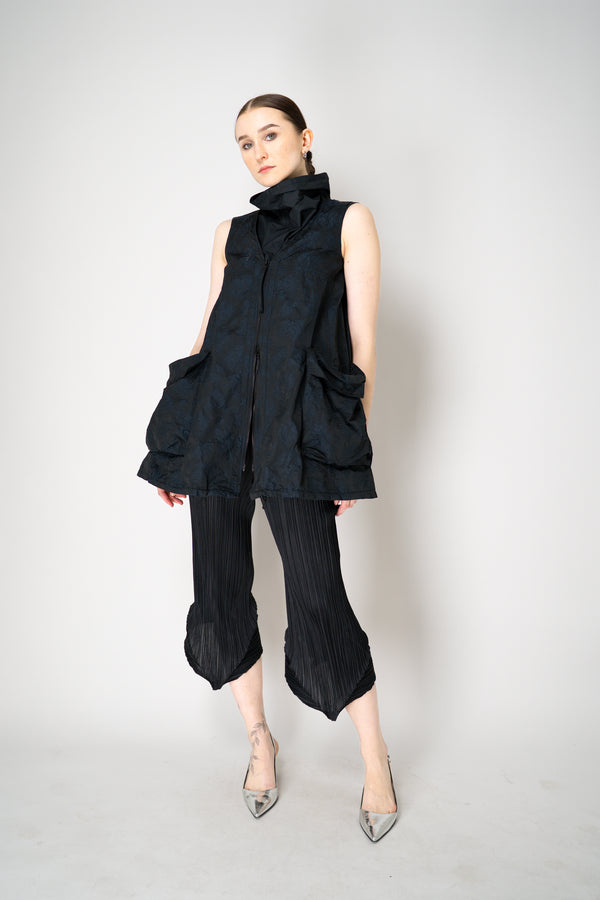 Annette Gortz Embossed Crepe Taffeta A-Line Vest with Cinchable Hem in Black Vancouver. Shop Online or in Store.