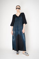 Annette Gortz Fluid Silk-Viscose Overall with Denim Overall Print in Navy Vancouver. Shop Online or in Store.