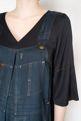 Annette Gortz Fluid Silk-Viscose Overall with Denim Overall Print in Navy Vancouver. Shop Online or in Store.