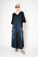 Annette Gortz Fluid Silk-Viscose Overall with Denim Overall Print in Navy Vancouver. Shop Online or in Store.