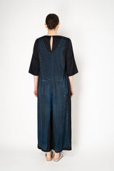 Annette Gortz Fluid Silk-Viscose Overall with Denim Overall Print in Navy Vancouver. Shop Online or in Store.