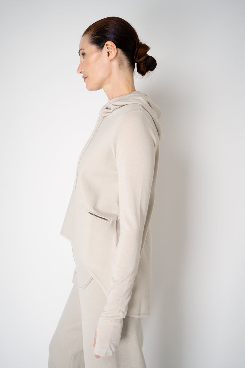 Annette Gortz Knit Merino Wool O-Shape Hemline Hooded Pullover in Beige Vancouver. Shop Online or in Store.