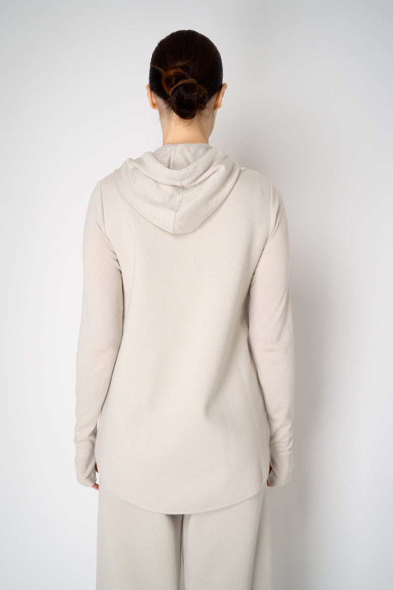 Annette Gortz Knit Merino Wool O-Shape Hemline Hooded Pullover in Beige Vancouver. Shop Online or in Store.