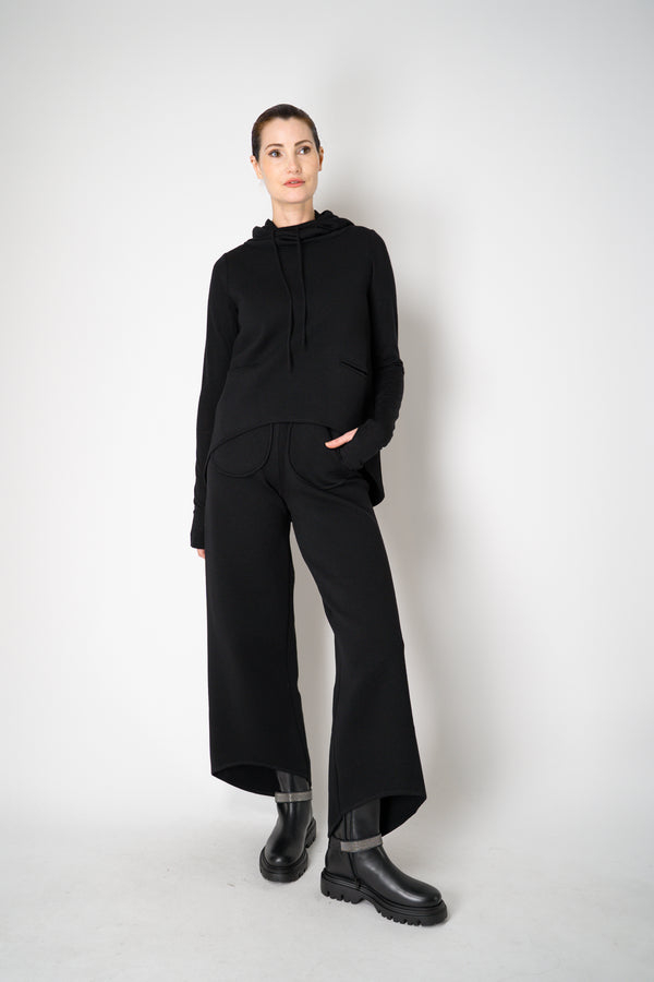 Annette Gortz Knit Merino Wool O-Shape Hemline Hooded Pullover in Black Vancouver. Shop Online or in Store.
