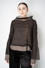Annette Gortz Layered Jersey and Organza Pullover in Black and Taupe Vancouver. Shop Online or in Store.