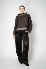 Annette Gortz Layered Jersey and Organza Pullover in Black and Taupe Vancouver. Shop Online or in Store.
