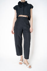 Annette Gortz Lightweight Tapered Leg Cropped Cotton Trousers in Black Vancouver. Shop Online or in Store.