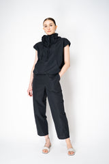 Annette Gortz Lightweight Tapered Leg Cropped Cotton Trousers in Black Vancouver. Shop Online or in Store.