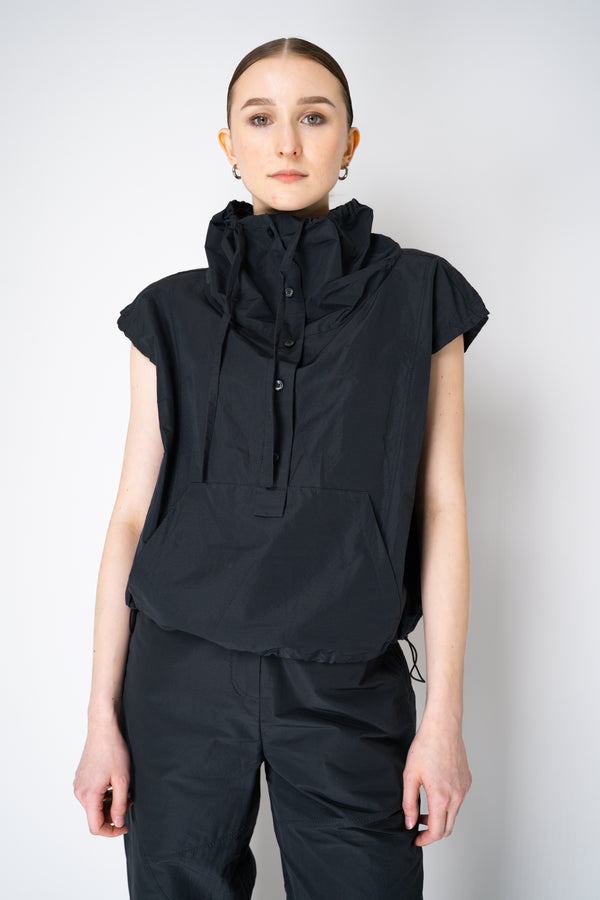 Annette Gortz Lightweight Technical Cotton High Neck Top in Black Vancouver. Shop Online or in Store.