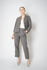 Annette Gortz Linen Blend Cropped Single Breasted Blazer in Anthracite Grey Vancouver. Shop Online or in Store.