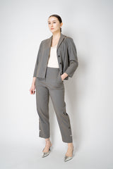 Annette Gortz Linen Blend Cropped Single Breasted Blazer in Anthracite Grey Vancouver. Shop Online or in Store.