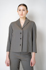 Annette Gortz Linen Blend Cropped Single Breasted Blazer in Anthracite Grey Vancouver. Shop Online or in Store.