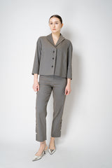 Annette Gortz Linen Blend Cropped Single Breasted Blazer in Anthracite Grey Vancouver. Shop Online or in Store.